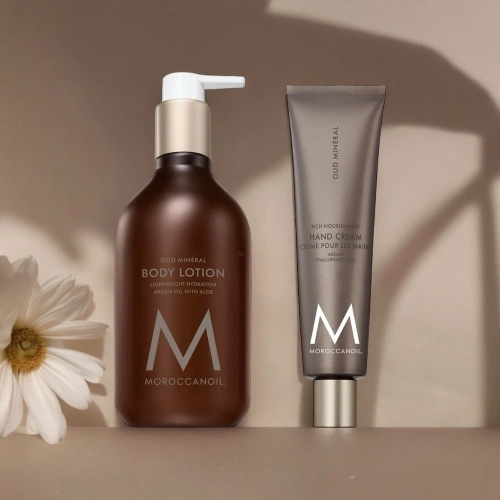 Moroccanoil zestaw balsam do ciała 360 ml + odżywczy krem do rąk 100 ml - zapach oud minéral