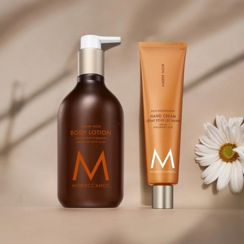 Moroccanoil zestaw balsam do ciała 360 ml + odżywczy krem do rąk 100 ml - zapach ambre noir 