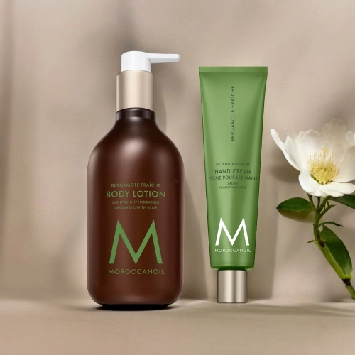 Moroccanoil zestaw balsam do ciała 360 ml + odżywczy krem do rąk 100 ml - zapach bergamote fraîche