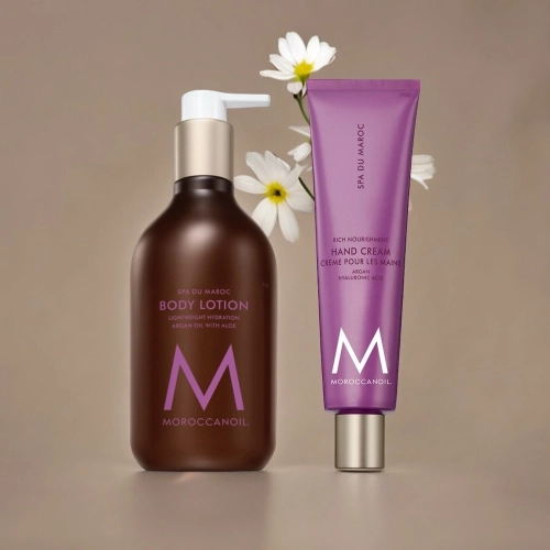 Moroccanoil zestaw balsam do ciała 360 ml + odżywczy krem do rąk 100 ml - zapach spa du maroc