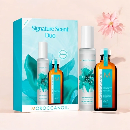 Moroccanoil Signature Scent Duo Light - zmysłowy duet do włosów i ciała - mgiełka + kuracja light 