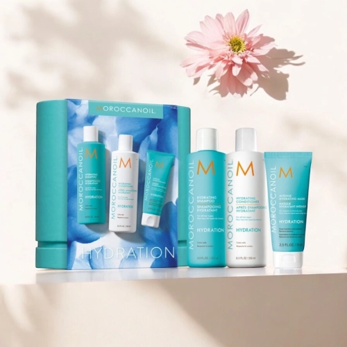 Moroccanoil Hydration - zestaw wiosenny nawilżenie włosy suche szampon, odżywka, maska