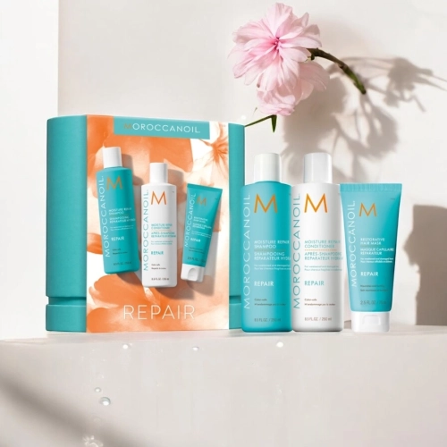 Moroccanoil Repair Spring Set - odbudowujący zestaw wiosenny do włosów, szampon + odżywka + maska