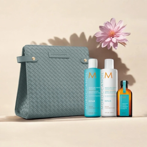 Moroccanoil Repair Kit - zestaw odbudowujący włosy szampon + odżywka + kuracja + kosmetyczka GRATIS