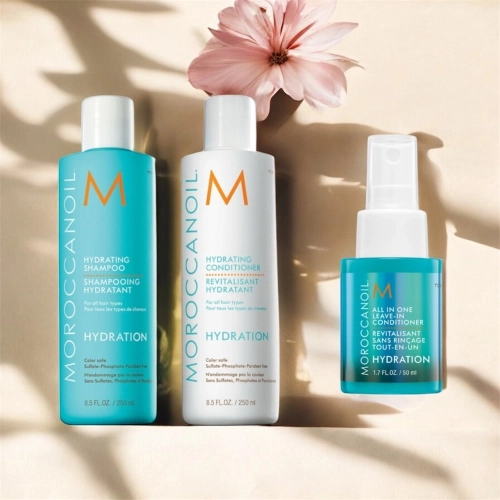 Moroccanoil Hydration - nawilżenie zestaw do każdego rodzaju włosów szampon 250 ml, odżywka 250 ml, spray all-in-one 50 ml