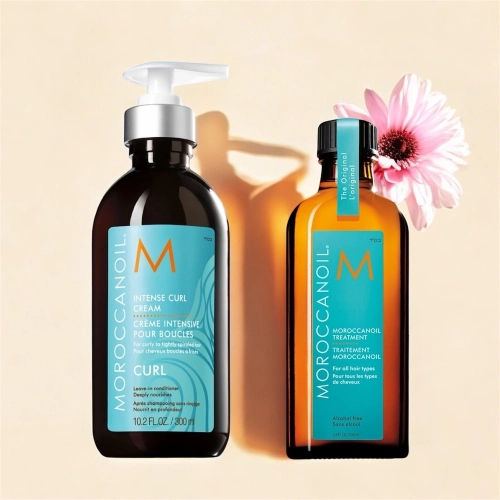 Moroccanoil zestaw hydration krem do stylizacji do każdego rodzaju włosów 300 ml + kuracja naturalny olejek arganowy 100 ml 