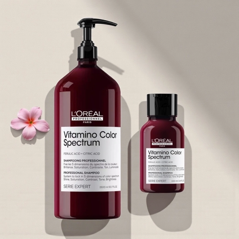 L'Oreal Professionnel Vitamino Color Spectrum - szampon do włosów farbowanych zapewniający wielowymiarowość koloru 1500 ml + pompka GRATIS + mini szampon 100 ml