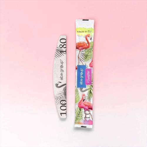 Aba Group BEZPIECZNY PAKIET Pilnik do paznokci PÓŁKSIĘŻYC 100/180 STANDARD - FLAMING