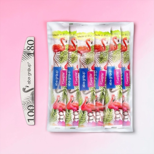 Aba Group BEZPIECZNY PAKIET Pilnik do paznokci PÓŁKSIĘŻYC 100/180 STANDARD - FLAMING, 25 sztuk