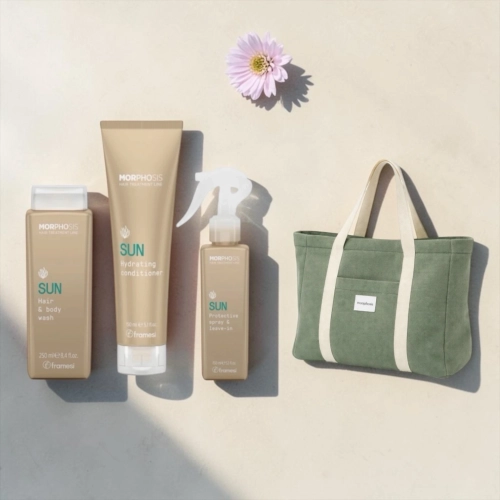 Framesi Morphosis Sun - zestaw do włosów narażonych na szkodliwe działanie promieni słonecznych szampon + odżywka + spray + torba GRATIS