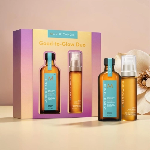 Moroccanoil good to glow duo - zestaw do pielęgnacji ciała i włosów kuracja + serum