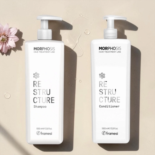 Framesi Morphosis Restructure - zestaw  odbudowujący szampon + odżywka 1000 ml POMPKI GRATIS !