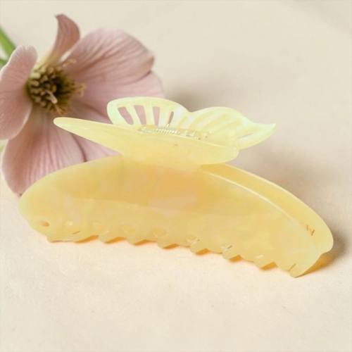 Klamra do włosów premium liebly - klamra motyl żółta