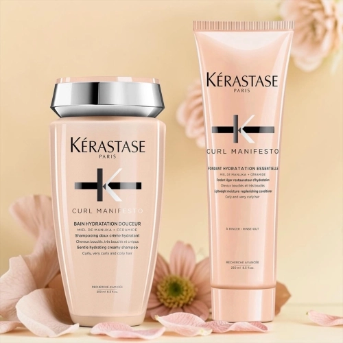Kérastase Curl Manifesto - zestaw szampon nawilżający do loków 250 ml + odżywka nawilżająco odżywcza do włosów kręconych i falowanych 250 ml