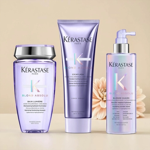 Kérastase Blond Absolu - zestaw nawilżająco rozświetlający do włosów blond szampon + odżywka + spray bez spłukiwania