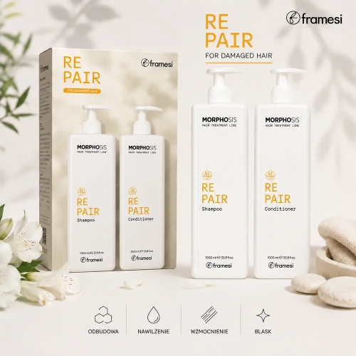 Framesi Morphosis Repair - zestaw regenerujący włosy - szampon 1000 ml i odżywka 1000 ml