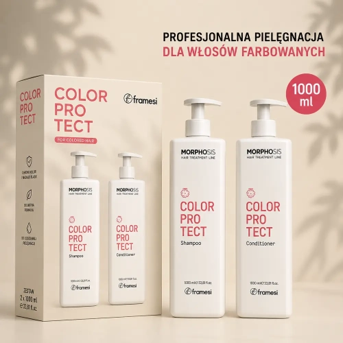 Framesi Morphosis Color Protect - zestaw do włosów farbowanych - szampon 1000 ml i odżywka 1000 ml