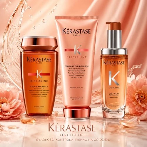 Kérastase Discipline - zestaw nawilżająco dyscyplinujący do włosów puszących się szampon 250 ml + odżywka 200 ml + olejek 75 ml 