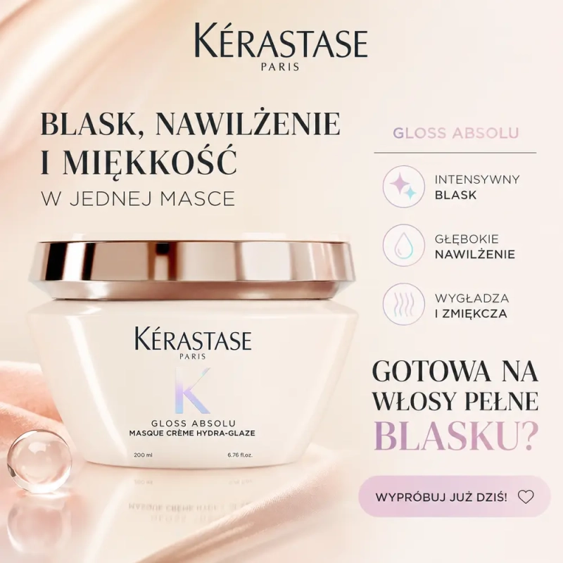 Kérastase Gloss Absolu Masque Crème Hydra-Glaze For Thick Frizzy Hair - nawilżająco wygładzająca maska do włosów 200 ml