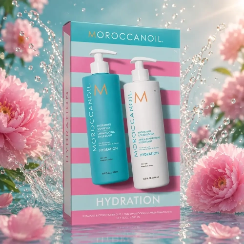 Moroccanoil Hydration - nawilżający zestaw do włosów suchych szampon 500 ml + odżywka 500 ml