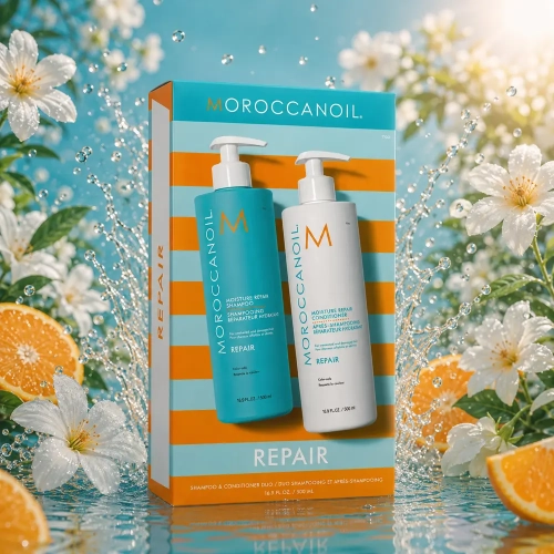 Moroccanoil Repair - zestaw do włosów nawilżająco-odbudowujący szampon 500 ml + odżywka 500 ml 
