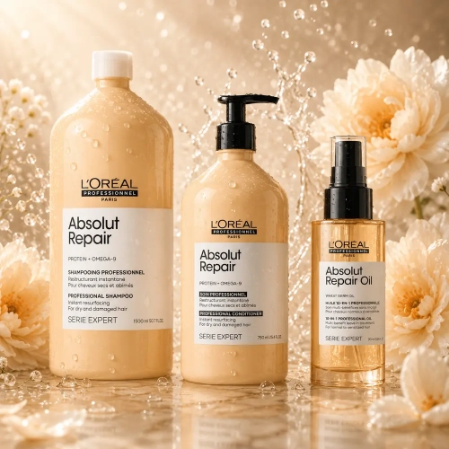 L'Oreal Absolut Repair zestaw do włosów zniszczonych szampon 1500 ml + odżywka 750 ml + olejek 10w1 90 ml 