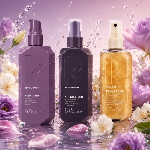 Kevin Murphy zestaw otul włosy blaskiem - serum nawilżające na noc 100 ml + odżywiający i wygładzający olejek do włosów 100 ml + Kevin Murphy Shimmer Shine - regenerująca i nabłyszczająca włosy mgiełka 100 ml